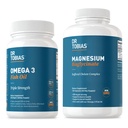 Dr. Tobias Omega 3 Rybí olej a hořčík Bisglycinát doplňky, vysoká absorpce, podporuje srdce, mozek, imunitní, energie, svalovina, kosti a společné zdraví, non-GMO