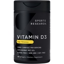 Sportovní výzkum Vitamin D3 1000iu (25mcg) Infuze s kokosovým olejem ~ Imunity & Bone Support ~ Non-GMO ověřený, Soy & gluten zdarma (360 Mini tekuté softbely)