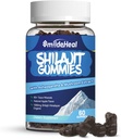 Shilajit Gummies 1000 MG, Organic Shilajit Supplement, 85 + Stopy Minerály, s Ashwagandha, Houba - Energie, Mozek, Podpora imunity, pro muže a ženy - 60 Počet