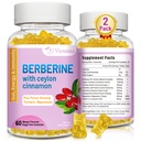 Berberine s Ceylon Skořice Gummies, High Potency Berberine HCI Dodatek, Imunitní podpora zdraví, 120 Mango ochucené gumy