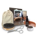 Beard Grooming Kit pro muže Beard Care Kit zahrnuje příslušenství - Neparfémovaný přírodní Beard Balm and Oil, Dřevěný Comb and Boar Bristles Brush, nerezové ocelové nůžky