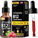 Vitamin B12 Liquid Drops - Vegan B12 vitamíny 5000 mcg Methylkobalamin Fast- acting sublingual B Complex Liquid Vitamin B2, B3, B6 - Non- GMO, No Dairy, Soy & Sugar, Raspberry Flavor, 2 fl. oz.