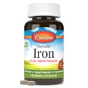 Carlson - Žvýkací železo, 30 mg, Superior Absorpce, Krvavé zdraví, Energy Production & Optimal Wellness, Žvýkací železo Dodatek pro ženy a muže, Přírodní jahodové aroma, 120 tablet
