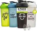 GOMOYO [4 Pack] 28oz Shaker láhev s motivační citace 124; Shaker Cup s 4x Wire Mixer 124; Shaker pro proteinové směsi Pack je BPA zdarma, Leak Proof a myčka nádobí bezpečné