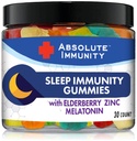 Absolutní imunita - Zinkové a Elderberry spánkové gumy s melatoninem, 100% droga zdarma spánková pomoc, Podpora imunitního systému, Dospělí a děti 30ct
