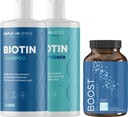 Biotin Šampón a kondicionér a vlasové doplňky - Biotin pro růst vlasů dodatek Plus Rosemary a Volumizející šampon a kondicionér Set - Rosemary Biotin a kolagen vlasové nickening produkty