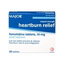 MAJOR Original Strength Heartburn Relief - Famotidin Tablety, 10 mg - Acid Reducer - 30 Tablet (1- Pack)