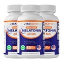 Vitamatic Melatonin 60 mg Fast Disolt Tablety - 60 Vegan přírodní Berry Flavor Tablety - Non- Habit Forming - Non- GMO, gluten zdarma (3 láhve)