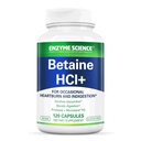 Enzyme Science Betaine HCl s Pepsinem - Doplněk pro nízkou kyselinu žaludeční - Betaine Hydrochloridový dodatek - Dědičné Enzymy - Enzimas Digestions - 120 Kapsle