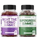 Night Time Fat Burner Gummies (60 Počet) - Ztráta hmotnosti & Metabolismus Sugar- Free Melatonin dodatek a Supergreens Gummies (60 Počet) - Zelené doplňky Podpora imunity - Non GMO & USA Made