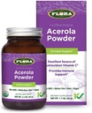 Flora - Acerola Powder, Denní imunitní posilovač s vitamínem C, gluten Free & Vegan Vitamin C Antioxidant Powder, 1.7-oz. coli Skleněná lahvička