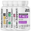 Mládež a Tonic 4X Tělo Detox a Čistota pro ženy a muže s podporou jater, Ledviny a Colon Cleanse a Candease Matrix. 180