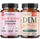 SMNutrition Women 's DIM Supplement & Myo-Inositol & D-Chiro Inositol Complex 124; Hormon Balance Bundle s 40: 1 Poměr (30 Služeb) a 250mg DIM dodatek pro ženy komplex (60 Služeb)