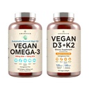 Vegan Powerhouse Combo. Omega-3 z Algal Oil & Vitamin D3 + K2. Plant- based 5000 iu VIT D z Algae. 100 mcg All- Trans MK-7 Vita K. Carrageenan zdarma Veggie Softgels.