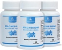 3 Lahvičky Šestinásobný komplex hořčíku 124; 350mg Glycinátu hořečnatého, Malate, Citrát, Taurie, Oxid, L- threonát pro svaloviny, Nerves, & Energy, GABA Sleep Support 124; Vysoká absorpce 124; Vegan 124; 90 Kapsle