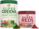 ZEMĚ FARMS Essential Pack, Super Zelený Powder a Super Rudé, Baleno s 50 organických Super Foods a 40 Super ovoce, přírodní energie, Bloating Support, Neochucené & Berry Flavor, 17.7 oz, 2 Pack