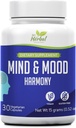 Mysl a nálada Harmony - Zlepšení jasnosti a zaměření - Balance Mood Swings - Podpora Emocionální regulace - Non Drowsy Formule - 100% Bylinné a přírodní