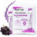 Aurora Nutrascience Nano- Liposomal Glutathione, Grape Powerded Drink Mix Imunity & Antioxidant Gut Health Supplement, 750 mg na Serving, Non- GMO, Sugar- Free, 30 Single Serve Packets
