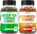 Houba 10 v 1 Směs (120 Gummies) Focus & Brain Houbový dodatek a Green Tea Fat Burner Weight Loss (60 Počet) Appetit Supplesant Weight Loss Dodatek pro muže a ženy - Vegan & Made in USA