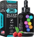 Tekutý melatonin pro dospělé a děti - 3mg Extra síla Sublingvální tekutý melatonin pro děti a dospělé - Spánek Rychlé Lipozomální kapky - Přírodní Raspberry Flavor Sleep Aid - 60ml