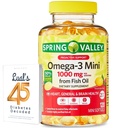 Spring Valley Omega-3 Mini z Fish Oil 1000 mg, 120 Počet, Dietní dodatek, Omega 3 Mini Softgels Bundle s Luall 45 Diabetes Decoded