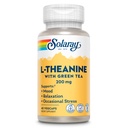 SOLARAY L- Theanine 200mg se zeleným čajem - Zdravá nálada, relaxační a příležitostná stresová podpora - Laboratoř ověřená, Vegan, Gluten zdarma - 45 Služeb, 45 VegCaps