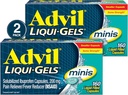 Advil Liqui- Gels minis Pain Reliever and Fever Reducer, Pain Medicine pro dospělé s Ibuprofen 200mg pro Pain Relief - 2x160 Tekuté plněné tobolky