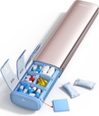 Vayjelen 7 dní Týdenní Pořadatel pilulky (Podpora 2 krát denně), Metal Travel Pill Pouzdro, Velká kapacita Denní roztomilý Pill Box pro doplňky, pilulky, vitamíny a léky (Rose Gold), 8.3 * 2.1 * 1.2 Inch