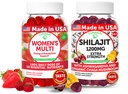 Lunakai USA Made Womens Multivitamin & Shilajit Gummies Bundle - Energy, Immunication & Vitality Support - Přirozeně ochucená - 60 Non- GMO Gummies Each