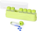 Týdenní Pořadatel pilulek 1 čas za den, Koviuu odstranitelný box na Pill 7 Day, Přenosný cestovní Pouzdro na Pill, Jednou denně léky Držák kontejneru, Týden Pillbox Dipenser pro vitamin Medicine dodatek, zelená