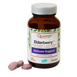 Quantum Health Elderberry + Lozenges CARL 124; Raspberry CARL 124; Poskytuje výkonnou imunitní podporu CARL 124; Vhodné s Echinaceou a vitaminem C CARL 124; 36 Počet