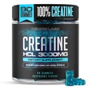 Kreatine HCL 3000mg Per Serving - Malina Flavour - Vegan Gummies (90 hrabě (1), Malina)