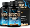 Glucosamine Chondroitin MSM Kolagen 124; Společná podpora Dodatek 2800 mg OLAF 124; Vyrobeno v USA 124; Flexibility Nutritional Vitamíny 124; pro muže a ženy, Balení 2