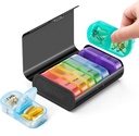 Zannaki Metal XL Týdenní Pill Organizátor 2 krát denně, Velké cestovní Denní Pill Box 7 Day, Přenosný týden dvakrát Pill Holder Container, AM PM Pill Pouzdro pro medicínu vitamin Medicína Doplatek, Black