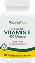 NaturesPlus vitamin E, přírodní karob Flavor - 90 Žvýkací tablety, balení 2 - Free- Radikální obrana & celkové Well- Bytí - Vegetariánské, gluten zdarma - 180 Celkem Service