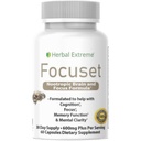 Focuset Nootropics Brain and Focus Formule. 90 Kapsle Dimethylaminoethanol (DMAE Bitartate), L-glutamin, L-Tyrosin, GABA, Bacopa a další, bílá