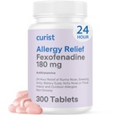 Curist Fexofenadine Hydrochloridum 180mg (300 tablet) - 24 HR Antihistaminické tablety (300 Počet) Celodenní síla Generický Fexofenadine Bulk Non Drowsy Allerics Relief