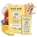 Wise Bar Adaptogen Houbová výživa Bary s Reishi, Lions Mane & Ashwagandha, Organic Vegan & Gluten zdarma Snacks pro přírodní soustředění, Energie & Imunity Podpora, Lemon Ginger Flavor, 12 Počet