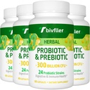 Probiotika pro ženy Men- 300 miliard CFU, 24 Strains Probiotic + 15 Organic Herbs Prebiotics Blend, Pre a Probiotika, pro stravovací zdraví, imunitní & Gut, Diarhea, Bloating, Vegan, 8 Měsíční dodávky
