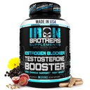 Železné Brothers doplňky Testosteron Booster pro muže s Estrogen Block - Anti- Estrogen Dietní doplňky - Grape Seed & Tribulus Terrestris - Balení 60 Kapsle - Svalový růst Boost - 30 den