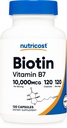 Nutricost Biotin (Vitamin B7) 10,000mcg (10mg), 120 Kapsle - Vegan, Gluten Free, Non- GMO