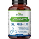 Zazzee Myo-Inositol Kapsle, 2000 mg per Serving, 120 Vegan Kapsle, Ideální dávkování pro 40: 1 Poměr, 100% Vegetarián, Hormon Balance & Zdravá Ovariální funkce Podpora, All- Natural a Non- GMO