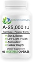A-25000 iu Palmitate Vegan, Prášek Forma (100 Kapsle) Non- GMO, Podporuje nízké světlo vize, imunitní podpora, Cellulární integrita kůže & kostí, Antioxidant