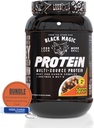 Celosvětové nutriční pouzdro: Black Magic Multi- Source Casein Protein Powder- Syrovátka, vaječný albumin Enzymy, Micellar Casein & MCT- Muscle Mass Gining Bodybuilding-Chocolate PB Puffs 2LB & Keychain