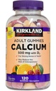 Podpis Kirkland Žvýkací vápník s vitaminem D3 Dospělé gumy, 120 ct x 1 lahvička