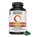 Zhou Thyridoid Supplement - Dodatek pro štítné žlázy pro ženy a muže se zinkem, jódem a selenem, komplex metabolických štítných tělísek, antioxidační podpora s Aswagandha & Kelp - 120 Veggie Kapsle