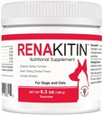 Renakitin Ledviny doplňky pro psy Kočky - Obsahuje Chitosan & vápník karbonát, Podpora optimální funkce ledvin, Velký Ochutnávání kuřecí Flavor, 6.3 oz