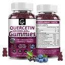 Quercetin Gummies with Bromelain 2378mg - Blend with Elderberry, Echinacea Purpurea Extract, Zinek, Vitamin C, D3, K2, Complex Supports Imunní, Kardiovaskulární & Respirační, Vegan Gummy pro dospělé a děti