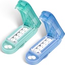 DUBSTAR 2PCS Pill Cutter Splitter pro malé a malé pilulky, Vícenásobné Pill Cutters pro malé nebo velké pilulky, Nastavitelný Pill Splitter s uzavíracím zařízením a čepelí Stráž (Blue + Cyan)