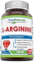 Čisté Naturals L- Arginin 500 Mg Kapsle, Podporuje kardiovaskulární zdraví, podporuje zdravé imunitní funkce a hormonální zdraví, podporuje zdravé cirkulace (120)